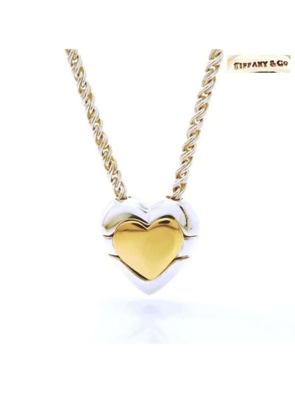 Tiffany & Co Heart Puzzle Necklace 925 750 Silver 18k Yellow Gold Yg Combination